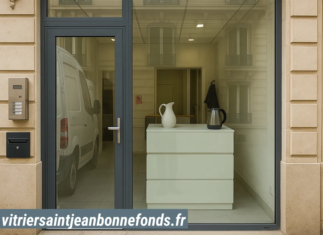 Façade vitrine de magasin en aluminium sur mesure à Saint-Jean-Bonnefonds